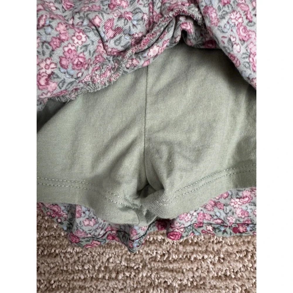 OshKosh B'Gosh Girls Floral Ruffle Skort Pink Green Skirt Shorts Fall Toddler 2T